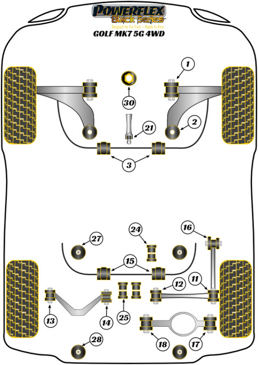 Powerflex - Golf MK7 R 5G 4WD (2012-2019) (Black Series)