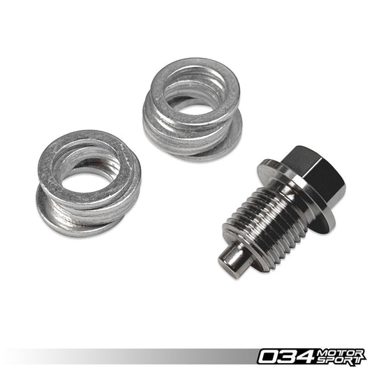 034Motorsport Billet Magnetic Oil Drain Plug Kit, With Metal Oil Pan